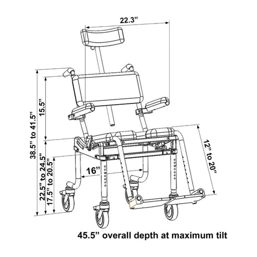 Nuprodx MC4000Tilt Shower Commode Chair With Tilt-In-Space