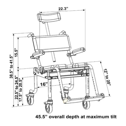 Nuprodx MC4000TiltPED Pediatric Shower Commode Chair With Tilt-In-Space