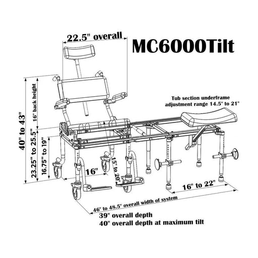 Nuprodx MC6000Tilt Commode Chair With Tub Access Slider And Tilt-In-Space