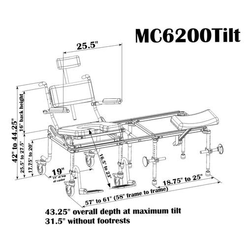 Nuprodx MC6200Tilt Commode Chair And Tub Transfer With Tilt-In-Space