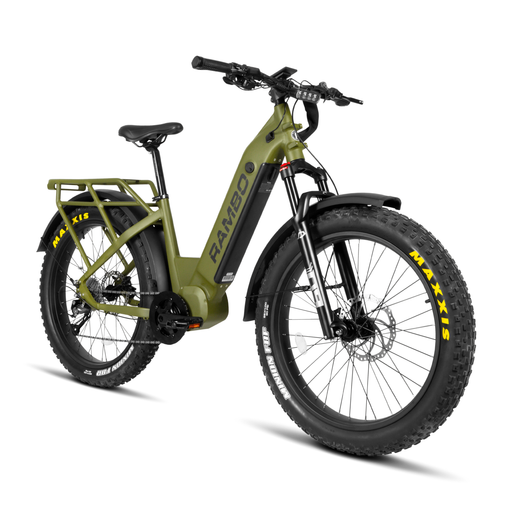 Rambo Rebel 2.0 Fat Tire Step-Thru Electric Bike - 48V 15-20Ah 1000W mid drive hydraulic brakes