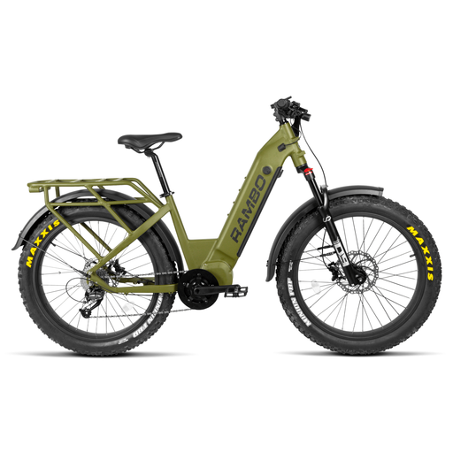 Rambo Rebel 2.0 Fat Tire Step-Thru Electric Bike - 48V 15-20Ah 1000W mid drive hydraulic brakes